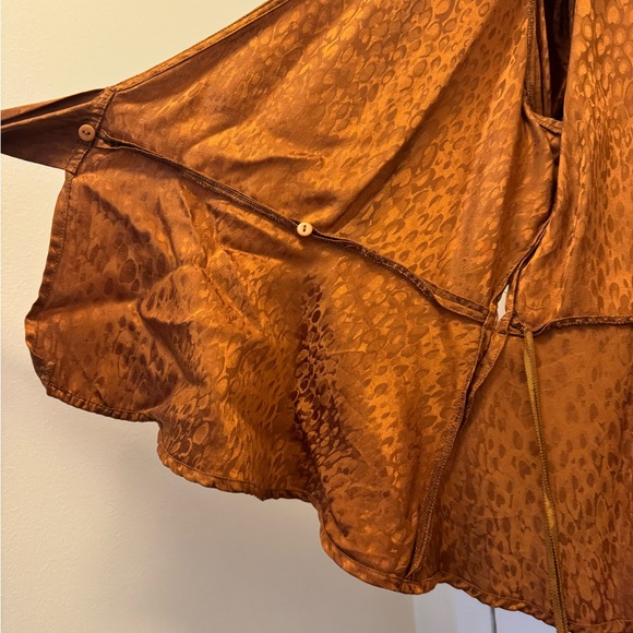 A.L.C. Women's Silk Burnt Orange Wrap Blouse - Picture 8 of 10